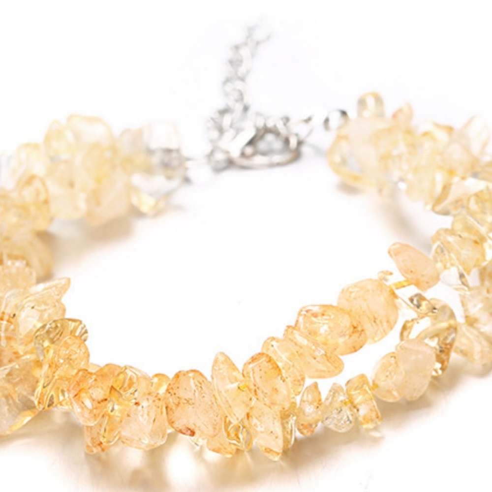 Yellow Citrine Chip Gravel Bead Bracelet 2 levels